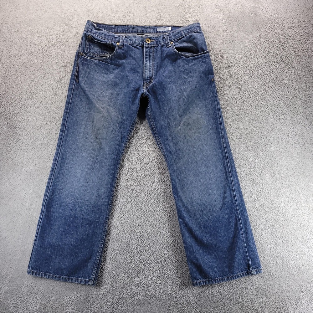 SilverTab Jeans Mens 36x30 Blue Relaxed Bootcut Dark Wash Y2K Denim Pants